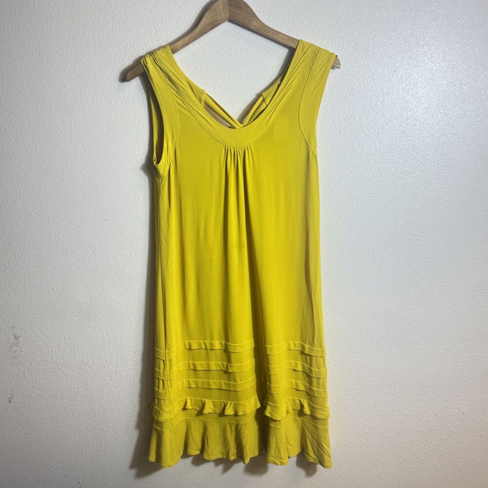 REDValentino Yellow Ruffle Hem Tie Back Sleeveless Dress